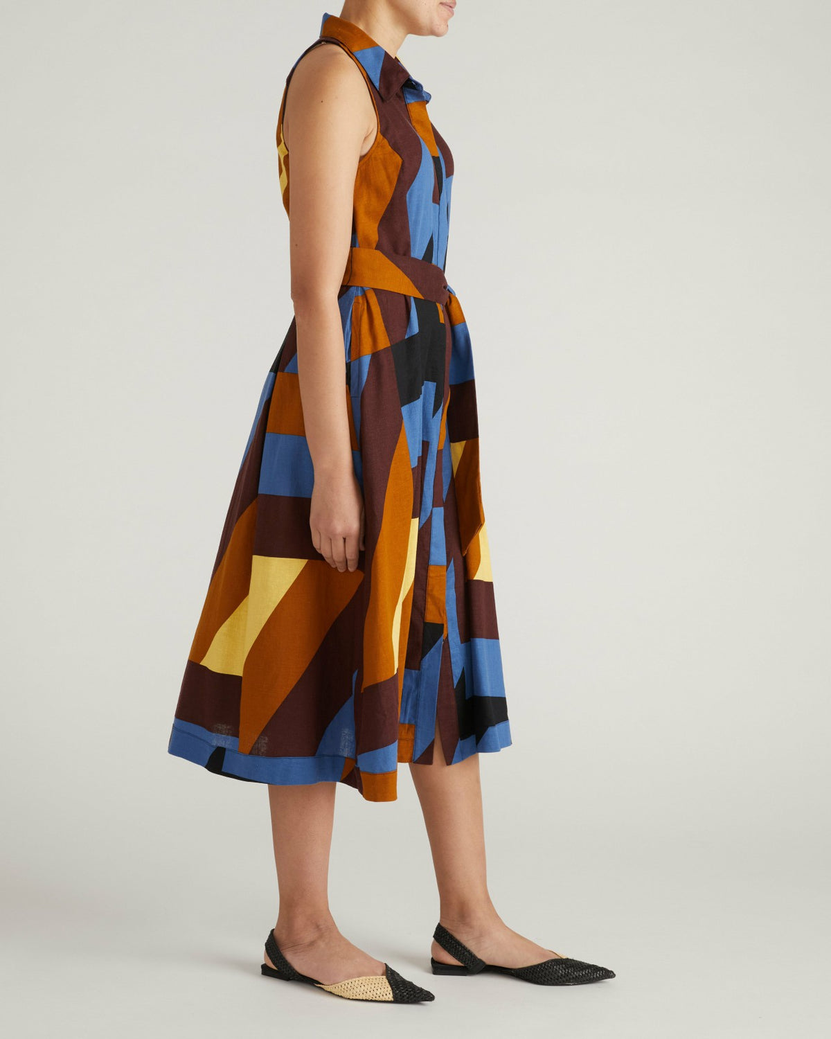 Adelaide Linen Blend Shirtdress - Beach Ombra Print | Universal Standard
