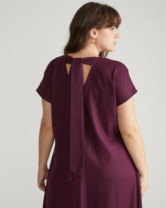 Louvre Bow Back Linen Blend Dress - Acai | Universal Standard
