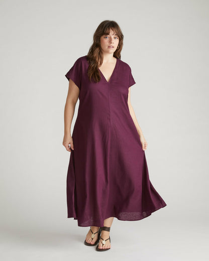 Louvre Bow Back Linen Blend Dress - Acai | Universal Standard