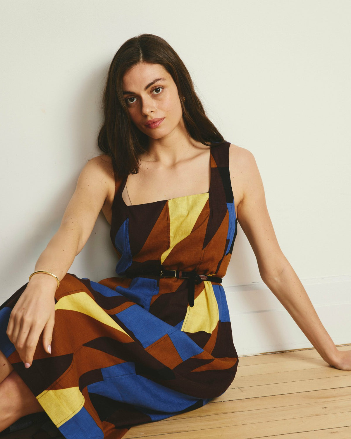 Saulay Square Neck Linen Blend Midi Dress - Beach Ombra Print | Universal Standard