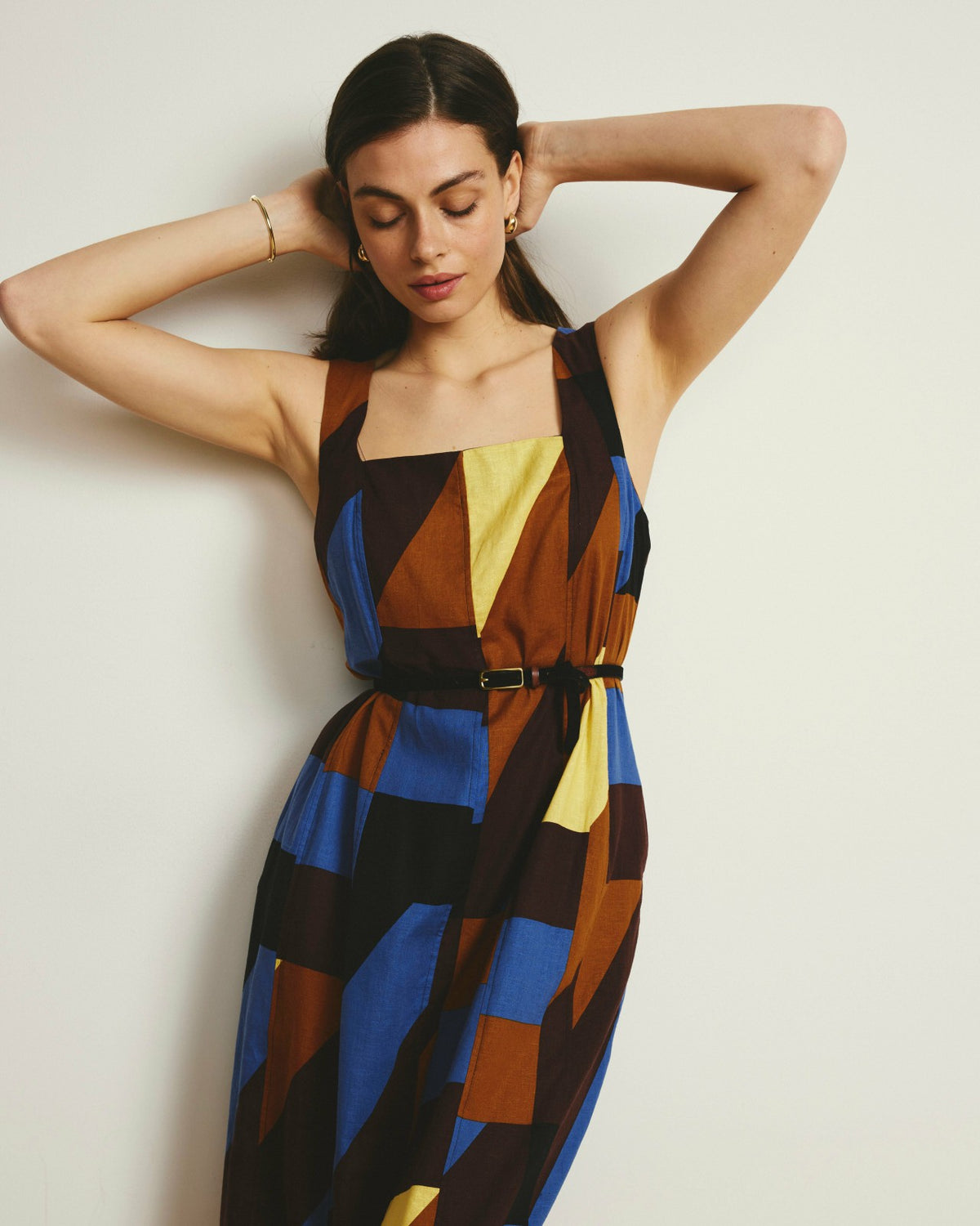 Saulay Square Neck Linen Blend Midi Dress - Beach Ombra Print | Universal Standard