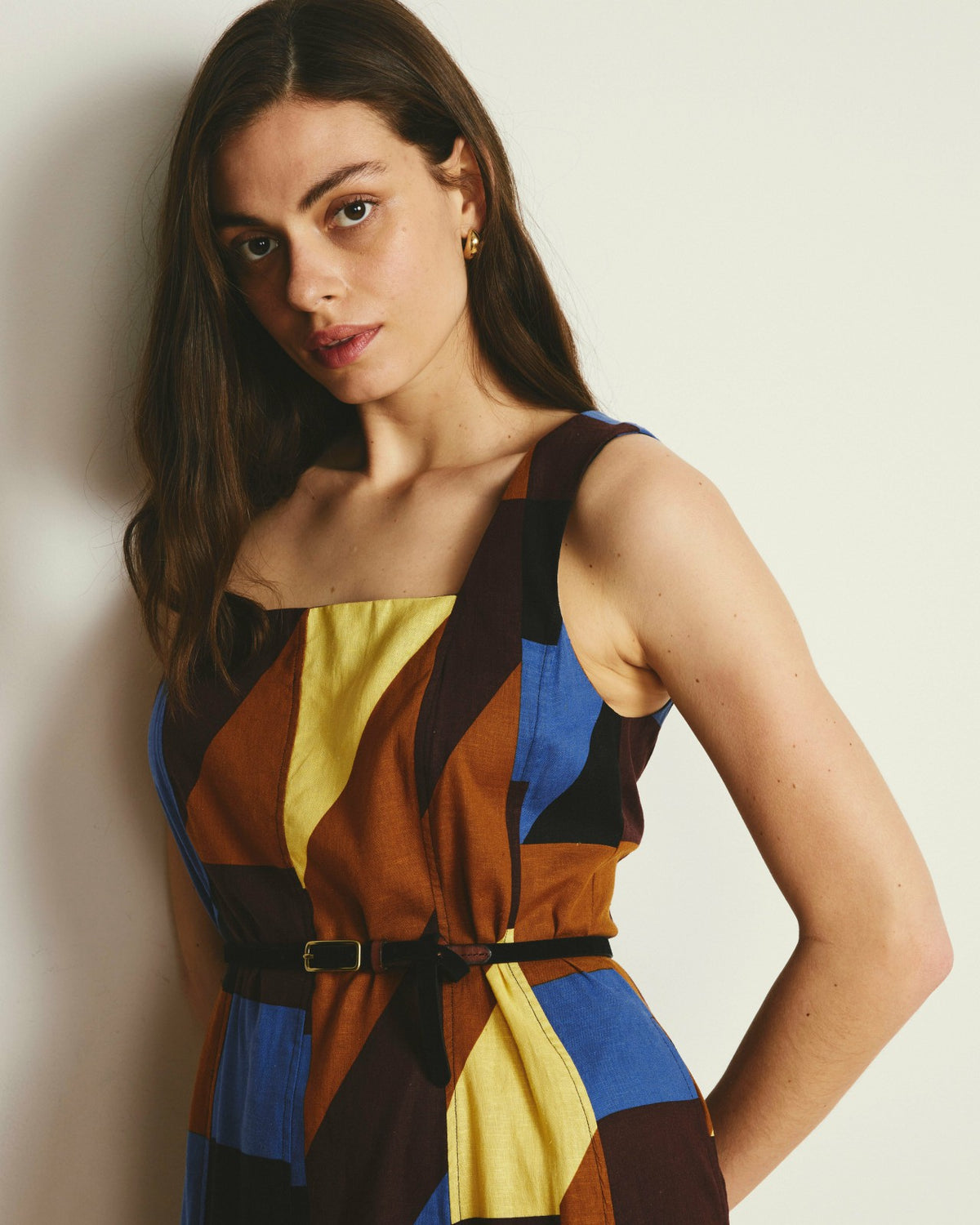 Saulay Square Neck Linen Blend Midi Dress - Beach Ombra Print | Universal Standard
