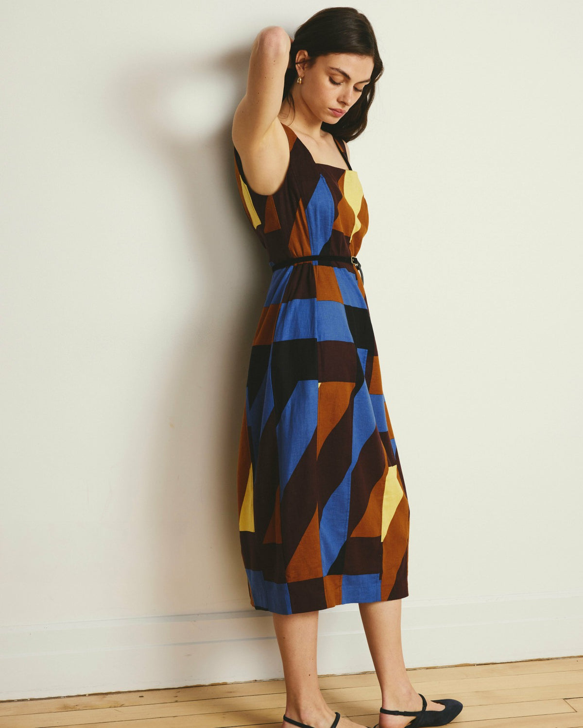 Saulay Square Neck Linen Blend Midi Dress - Beach Ombra Print | Universal Standard