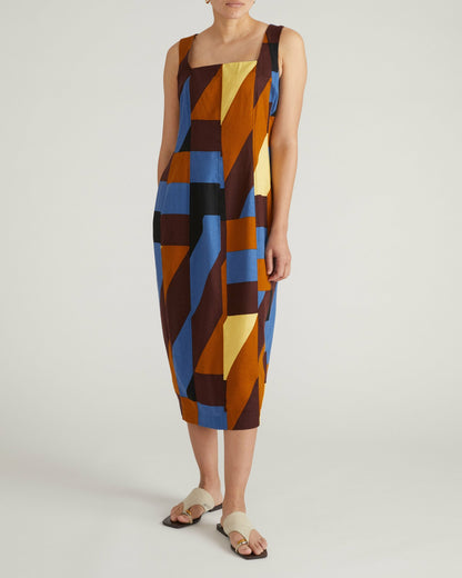 Saulay Square Neck Linen Blend Midi Dress - Beach Ombra Print | Universal Standard