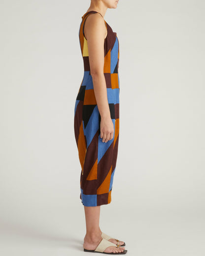 Saulay Square Neck Linen Blend Midi Dress - Beach Ombra Print | Universal Standard