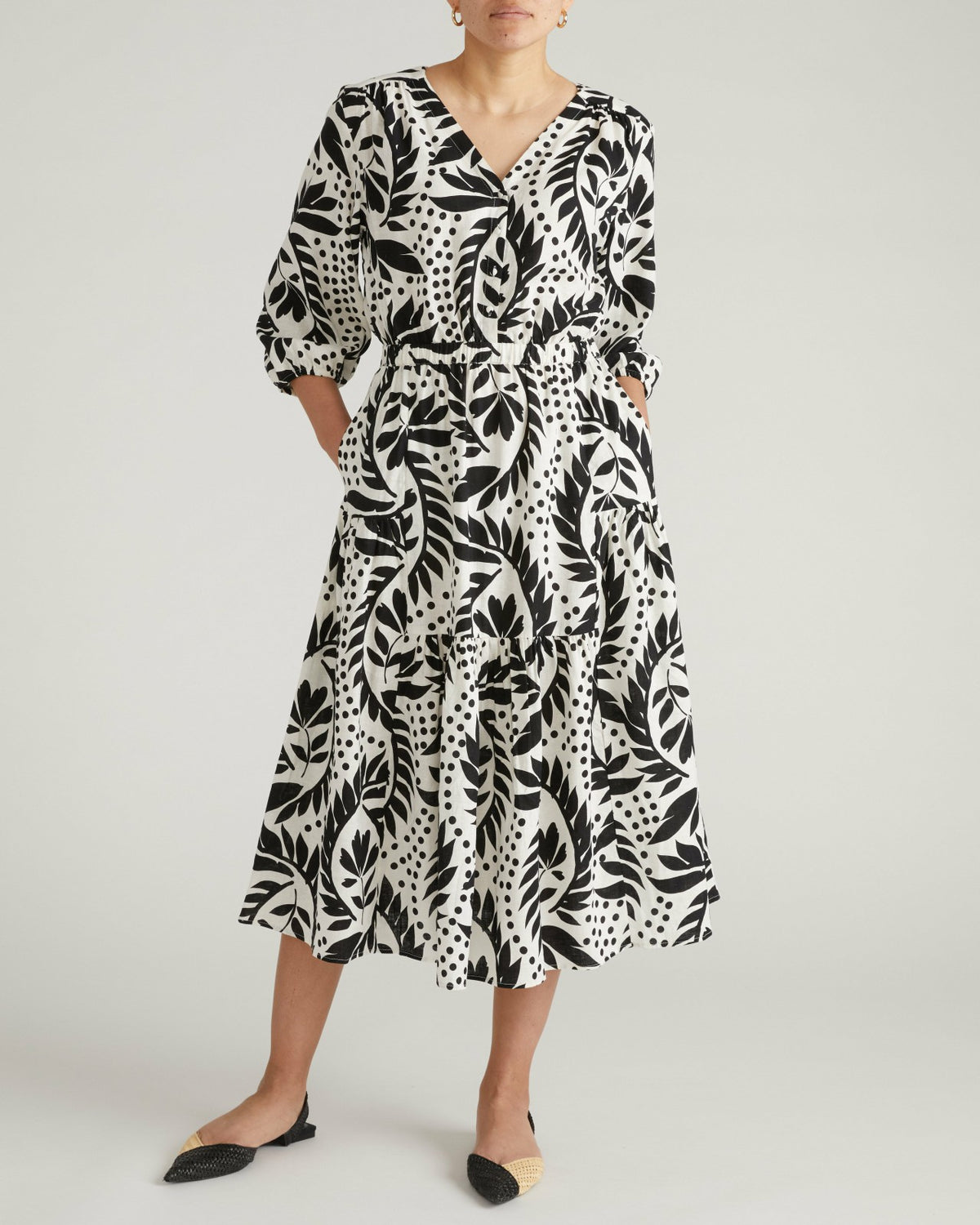 Sorrento Linen Blend Midi Dress - Vine Print | Universal Standard