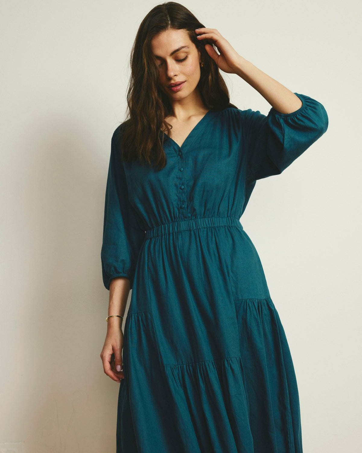 Sorrento Linen Blend Midi Dress - Ink Blue | Universal Standard
