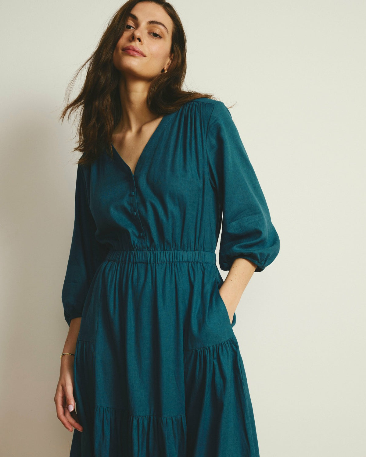 Sorrento Linen Blend Midi Dress - Ink Blue | Universal Standard