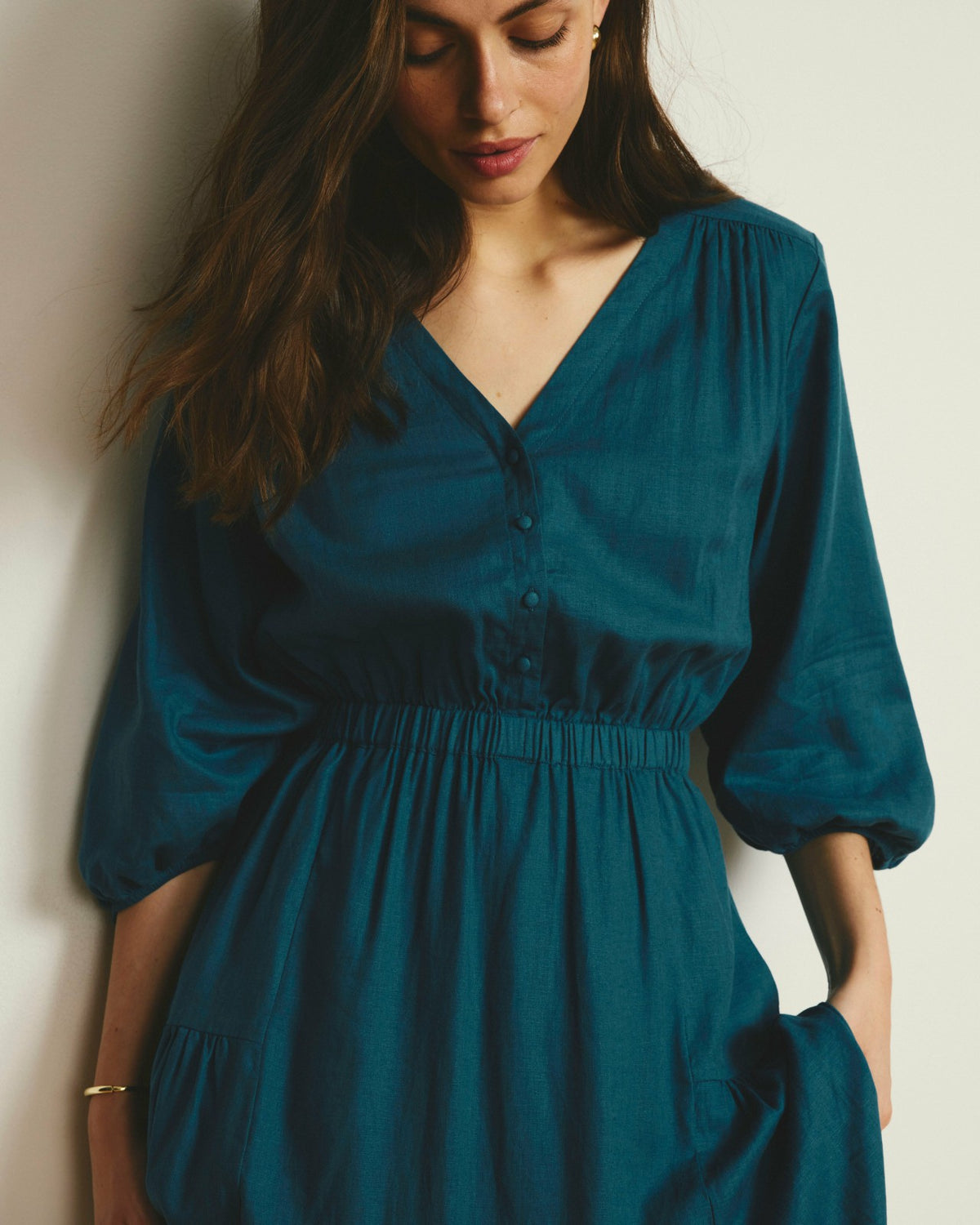 Sorrento Linen Blend Midi Dress - Ink Blue | Universal Standard