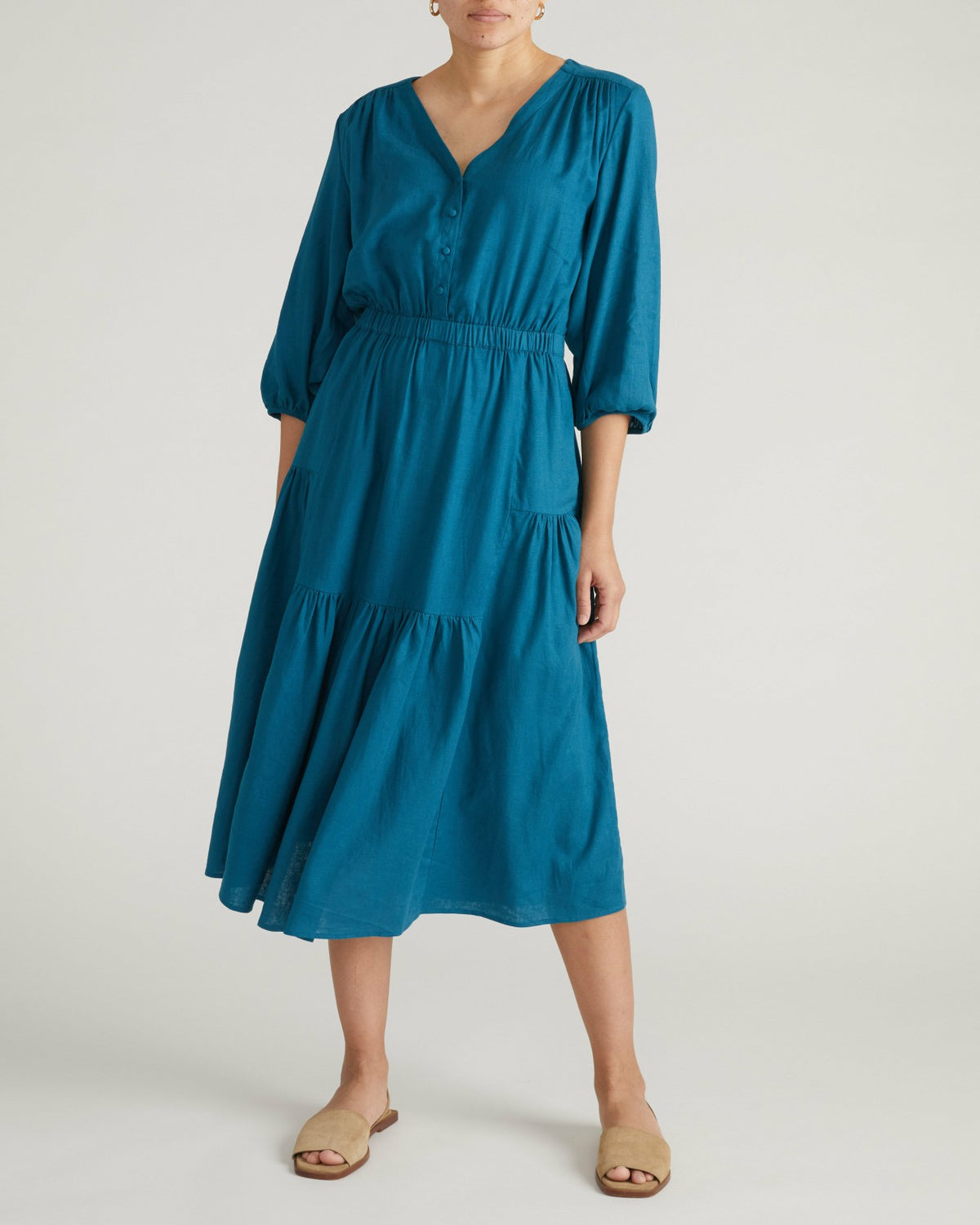 Sorrento Linen Blend Midi Dress - Ink Blue | Universal Standard