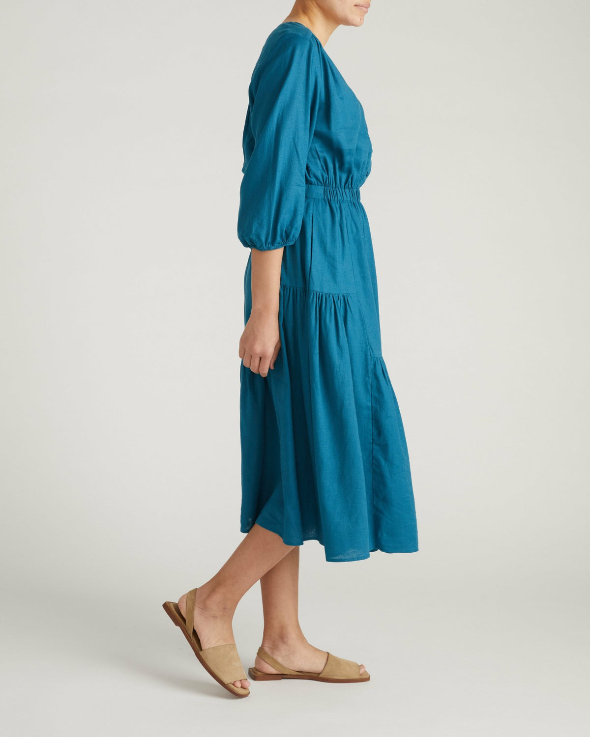 Sorrento Linen Blend Midi Dress - Ink Blue | Universal Standard