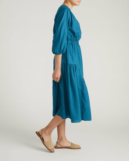 Sorrento Linen Blend Midi Dress - Ink Blue | Universal Standard