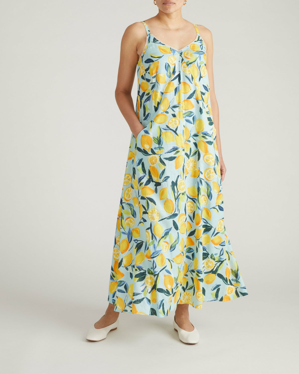 Kite Linen Blend Dress - Limoncello Print | Universal Standard