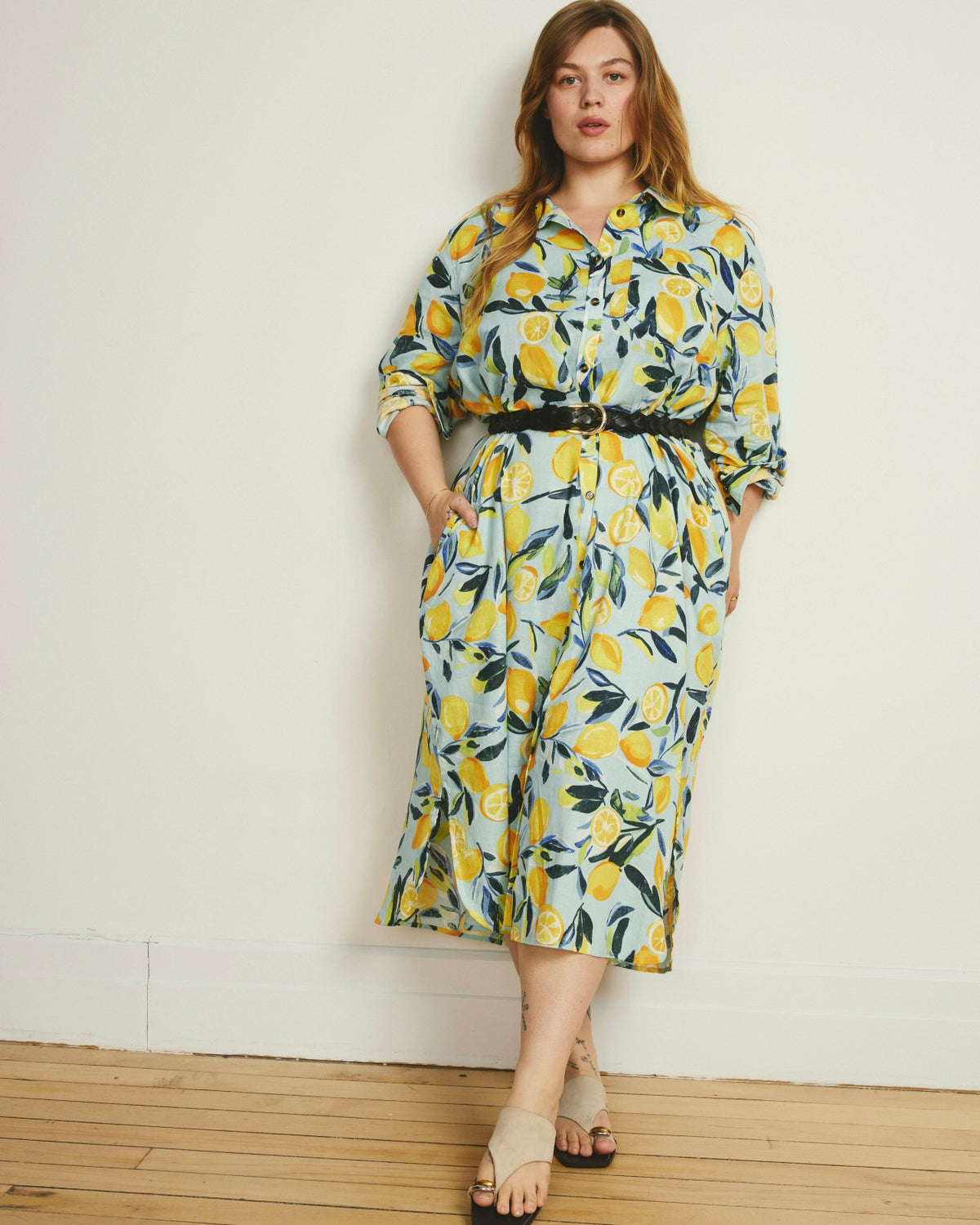 Odeon Linen Blend Shirtdress - Limoncello Print | Universal Standard