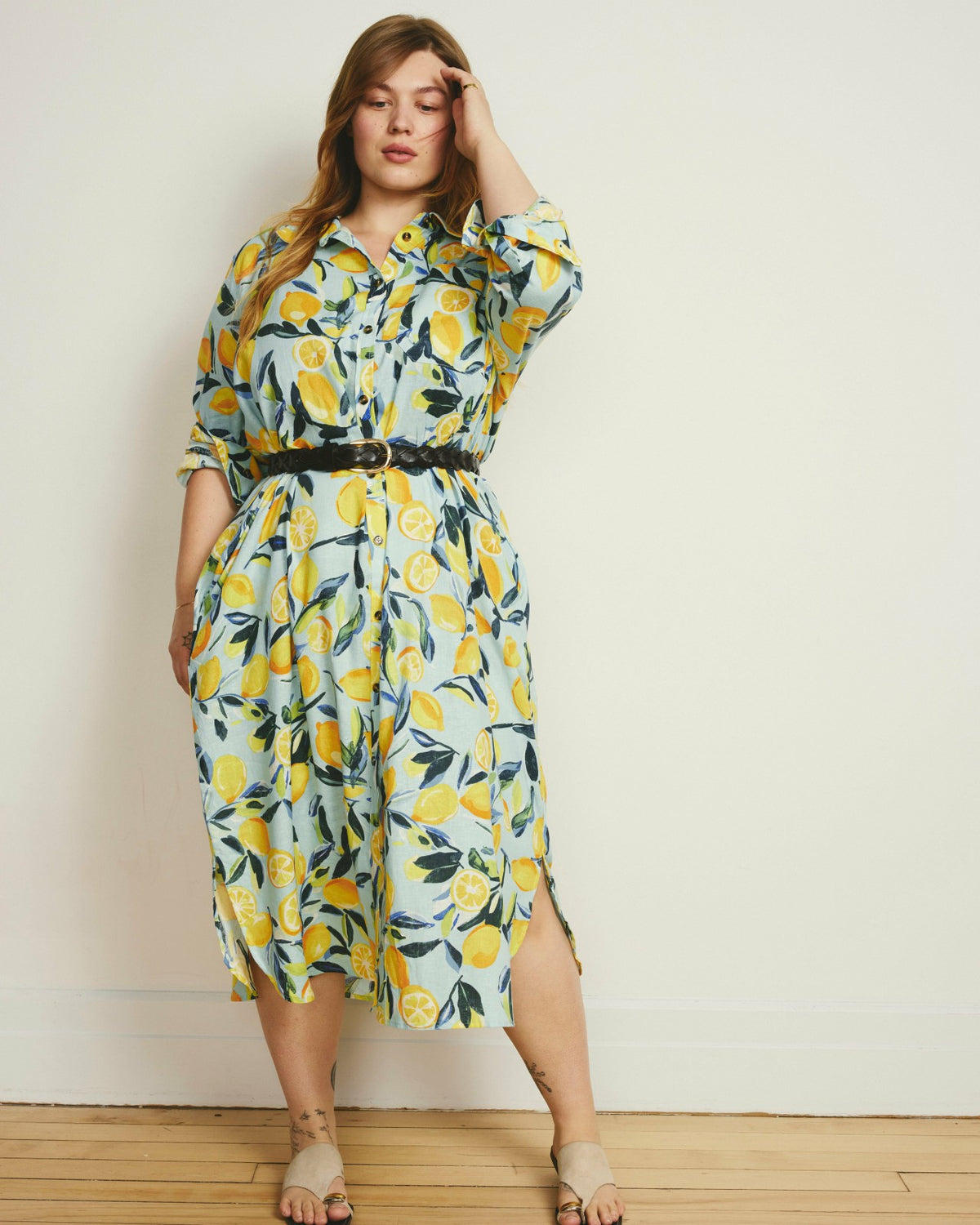 Odeon Linen Blend Shirtdress - Limoncello Print | Universal Standard