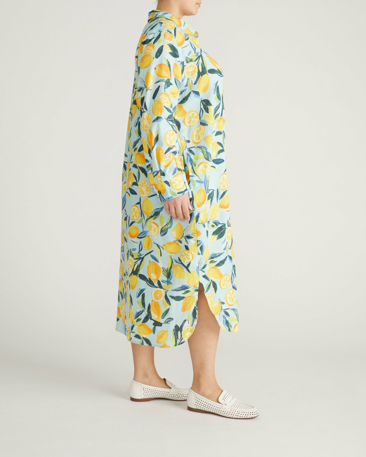 Odeon Linen Blend Shirtdress - Limoncello Print | Universal Standard