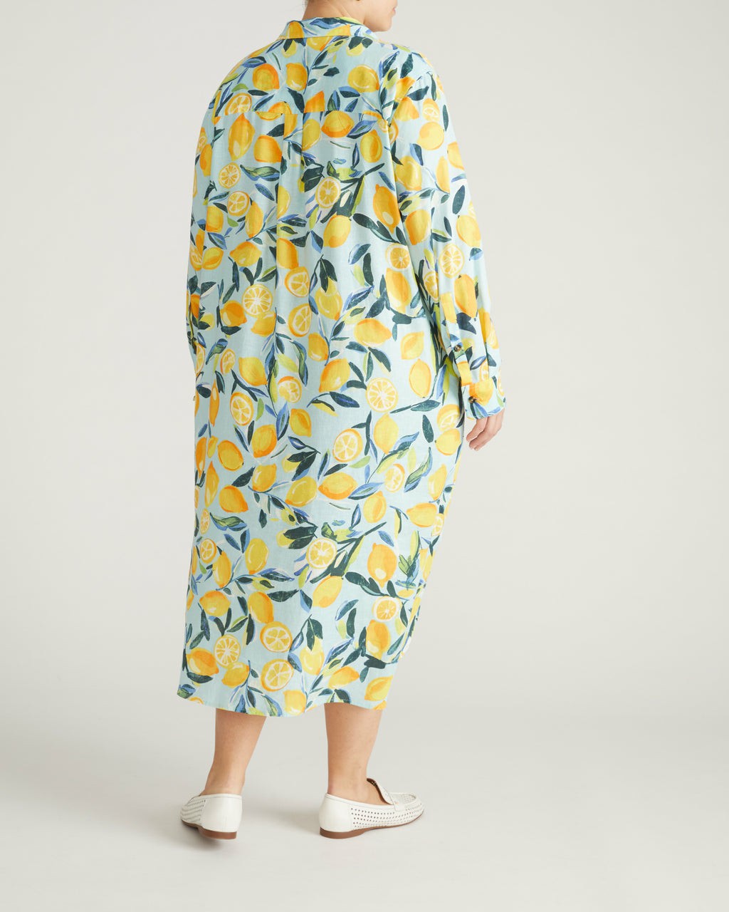 Odeon Linen Blend Shirtdress - Limoncello Print | Universal Standard