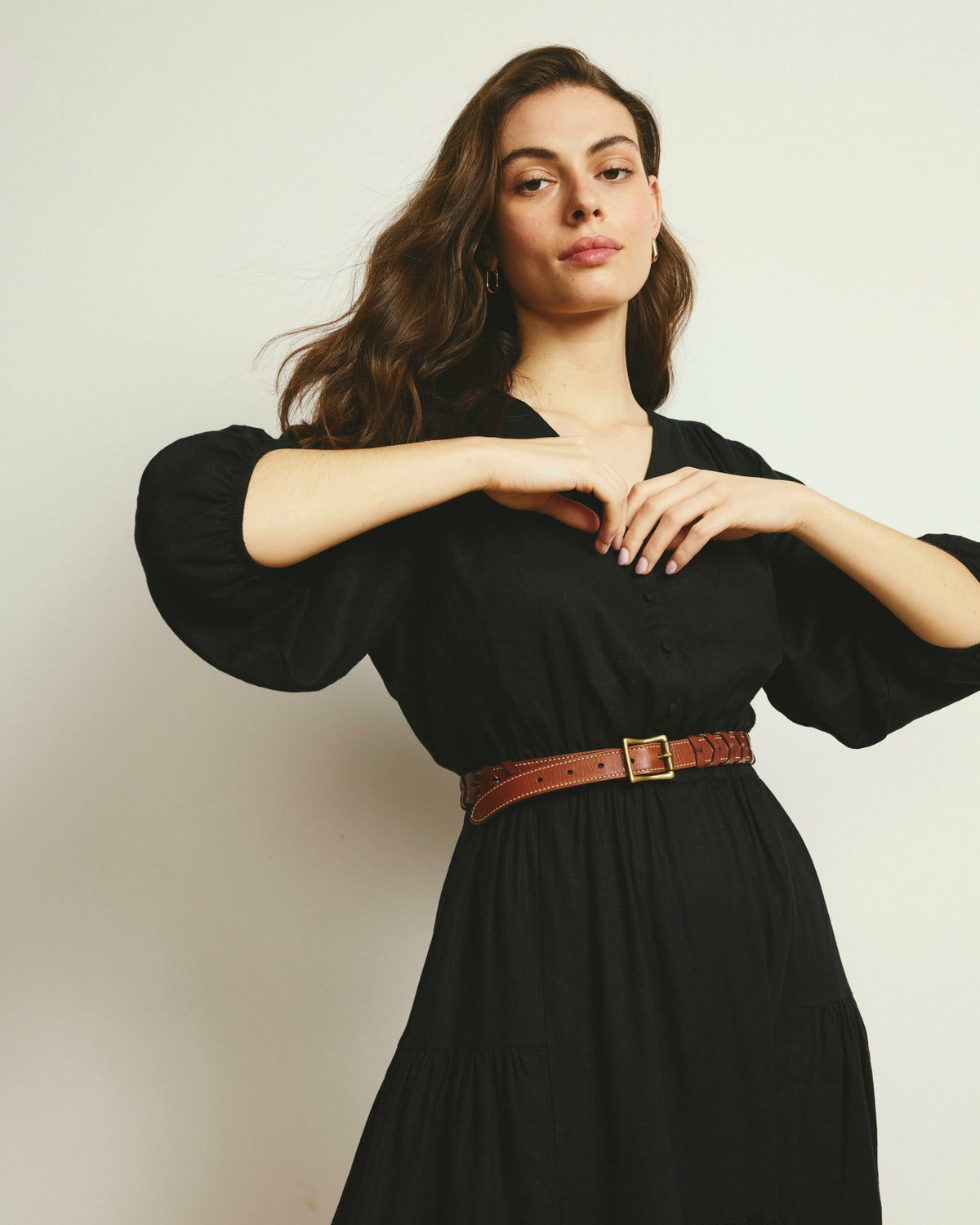 Sorrento Linen Blend Midi Dress - Black | Universal Standard