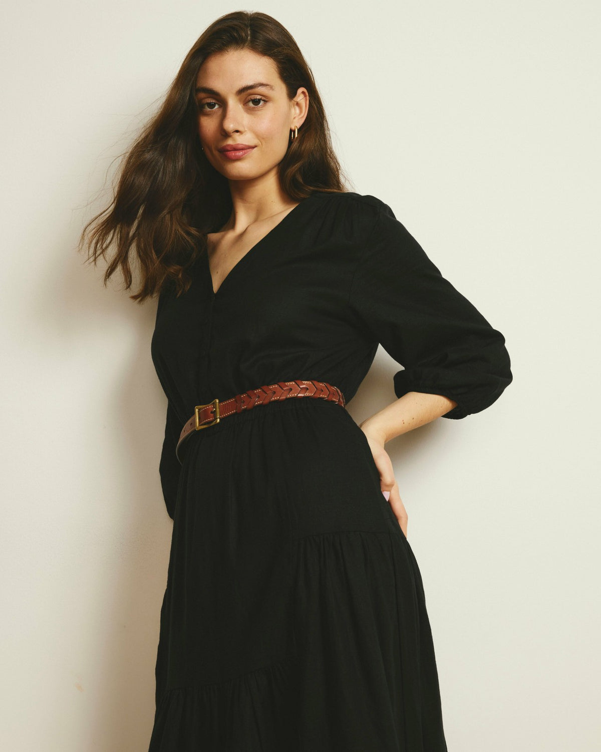 Sorrento Linen Blend Midi Dress - Black | Universal Standard