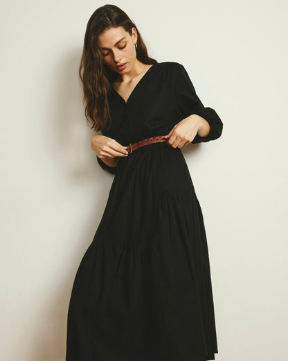Sorrento Linen Blend Midi Dress - Black | Universal Standard