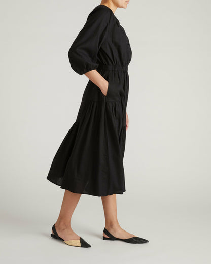 Sorrento Linen Blend Midi Dress - Black | Universal Standard