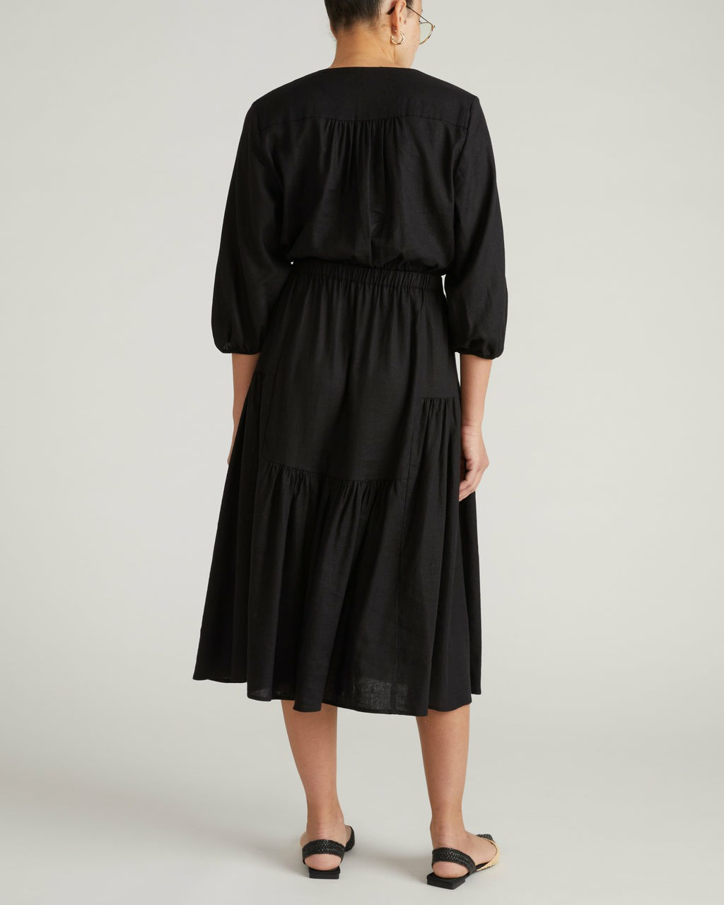 Sorrento Linen Blend Midi Dress - Black | Universal Standard
