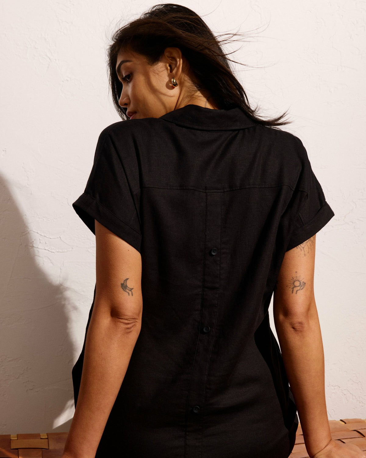 Sunshine Linen Blend Polo Dress - Black | Universal Standard