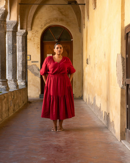 Sorrento Linen Blend Midi Dress - Vibrant Red | Universal Standard
