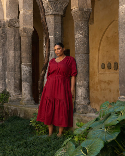 Sorrento Linen Blend Midi Dress - Vibrant Red | Universal Standard