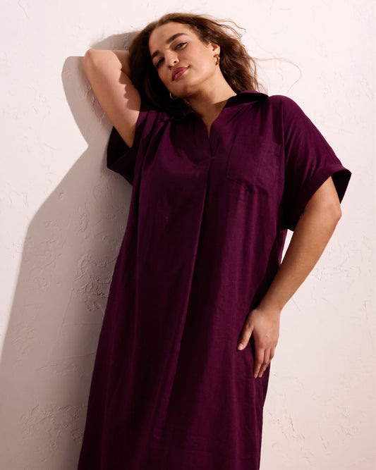 Sunshine Linen Blend Polo Dress - Acai | Universal Standard