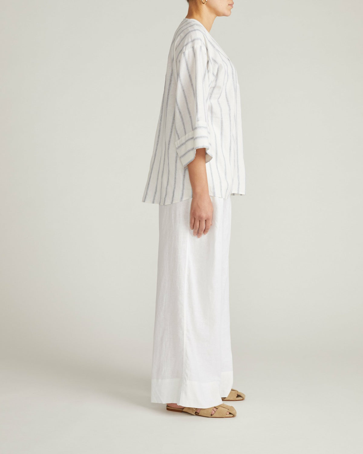 Elio V-Neck Linen Blend Top - Mayfair Stripe | Universal Standard