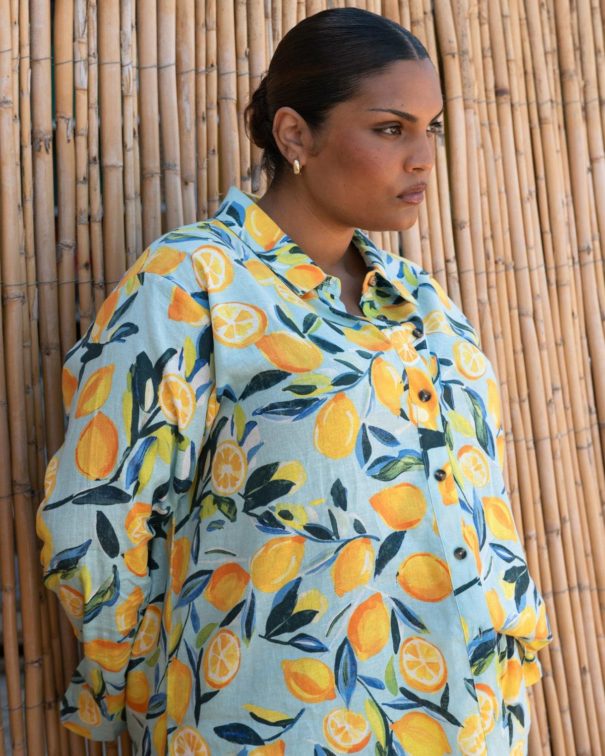 Dawn Linen Blend Hi Low Tunic - Limoncello Print | Universal Standard