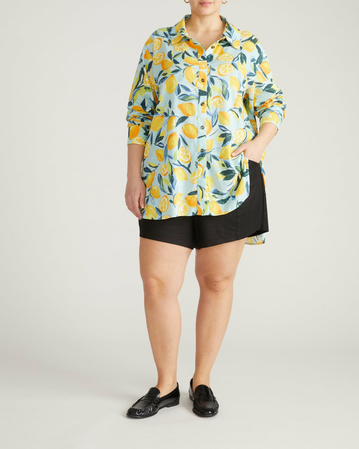 Dawn Linen Blend Hi Low Tunic - Limoncello Print | Universal Standard