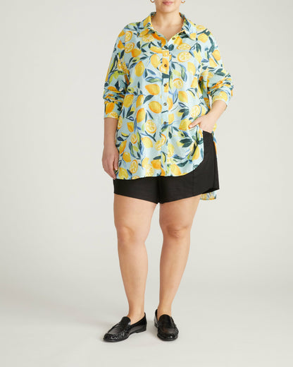 Dawn Linen Blend Hi Low Tunic - Limoncello Print | Universal Standard