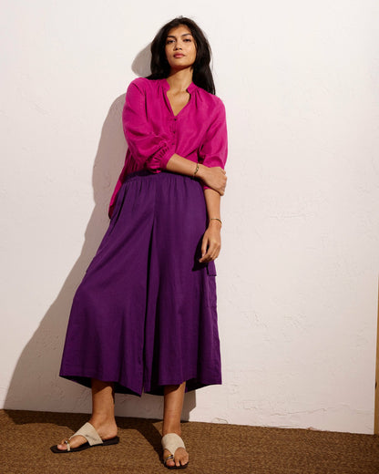 Avalon Linen Blend Blouse - Hyper Pink | Universal Standard