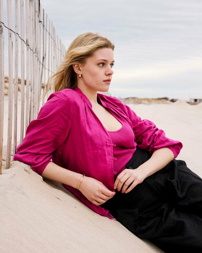 Avalon Linen Blend Blouse - Hyper Pink | Universal Standard