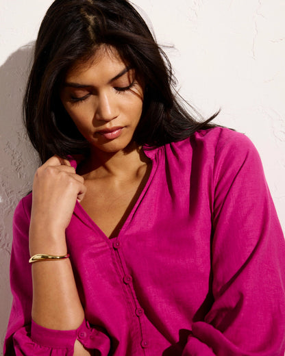 Avalon Linen Blend Blouse - Hyper Pink | Universal Standard