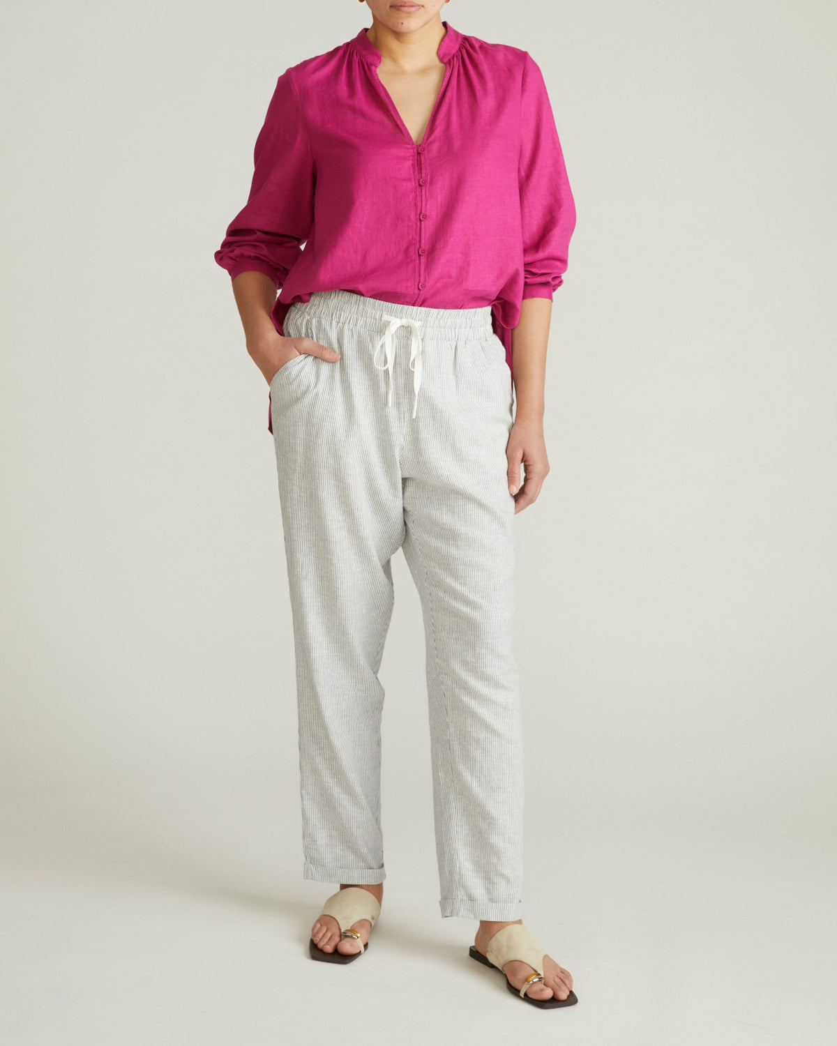Avalon Linen Blend Blouse - Hyper Pink | Universal Standard