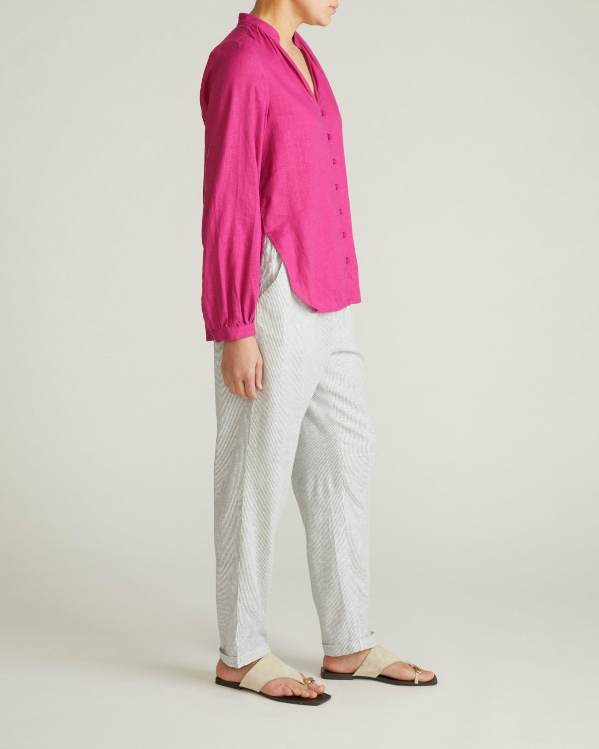 Avalon Linen Blend Blouse - Hyper Pink | Universal Standard
