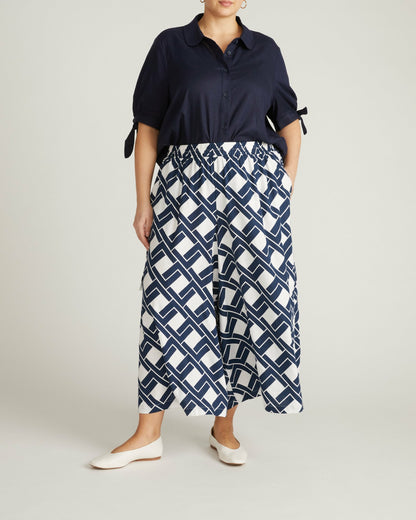 Luisa Short Sleeve Linen Blend Shirt - Navy | Universal Standard