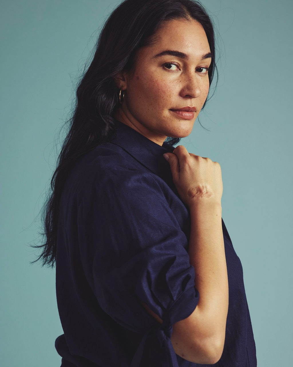 Luisa Short Sleeve Linen Blend Shirt - Navy | Universal Standard