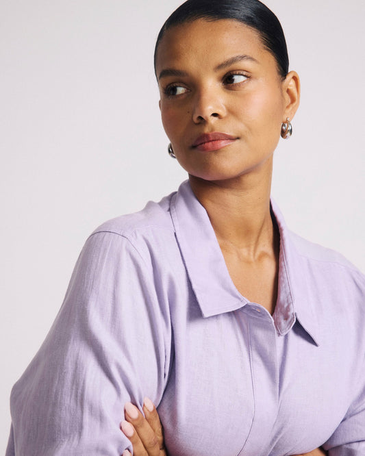 Elbe Stretch Linen Blend Shirt - Orchid | Universal Standard