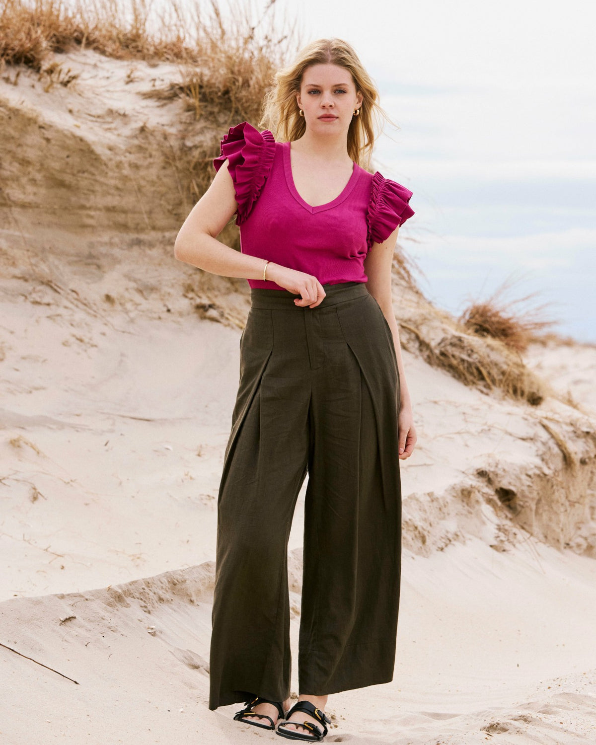 Marley Wide Leg Linen Blend Pants - Camo | Universal Standard