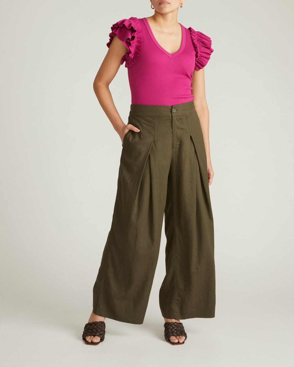 Marley Wide Leg Linen Blend Pants - Camo | Universal Standard