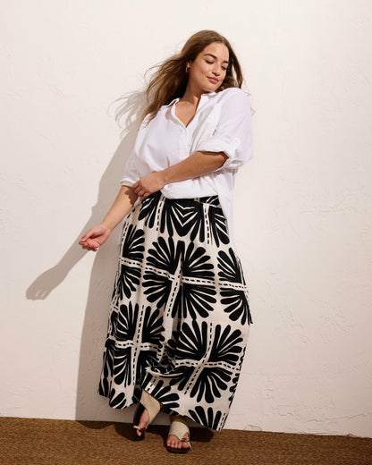 Palazzo Cargo Linen Blend Pant - Ink Bloom Print | Universal Standard