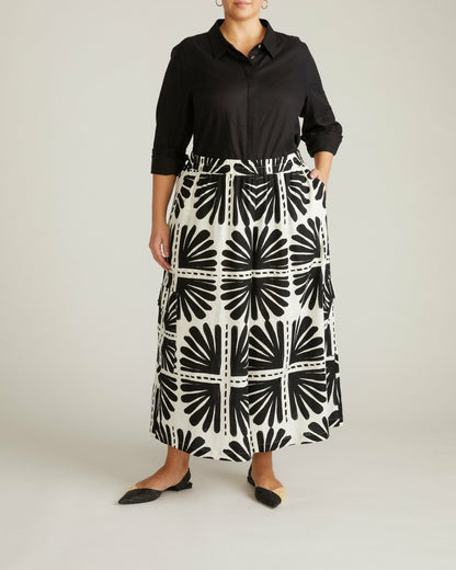 Palazzo Cargo Linen Blend Pant - Ink Bloom Print | Universal Standard