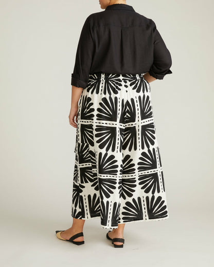 Palazzo Cargo Linen Blend Pant - Ink Bloom Print | Universal Standard