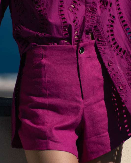 Coastal Linen Blend Shorts - Hyper Pink | Universal Standard