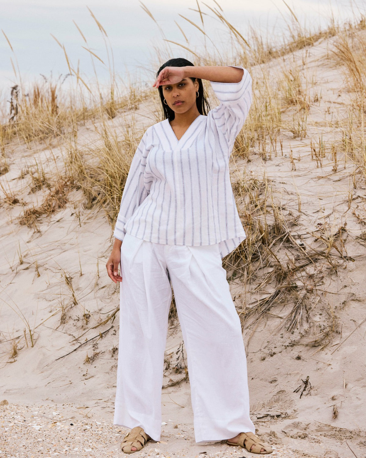 Marley Wide Leg Linen Blend Pants - White | Universal Standard