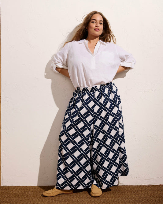 Palazzo Cargo Linen Blend Pant - Geometrica Print | Universal Standard